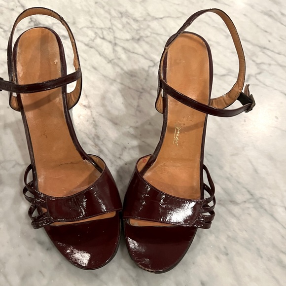 Vintage Etienne Aigner Ankle Strap heels in burgundy.  Size 7.5  7 1/2 - Picture 2 of 6
